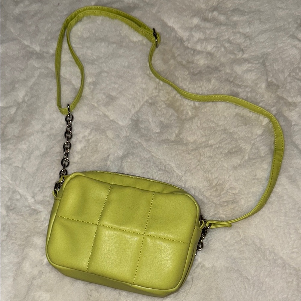 Lime Green Quilted Crossbody Bag
